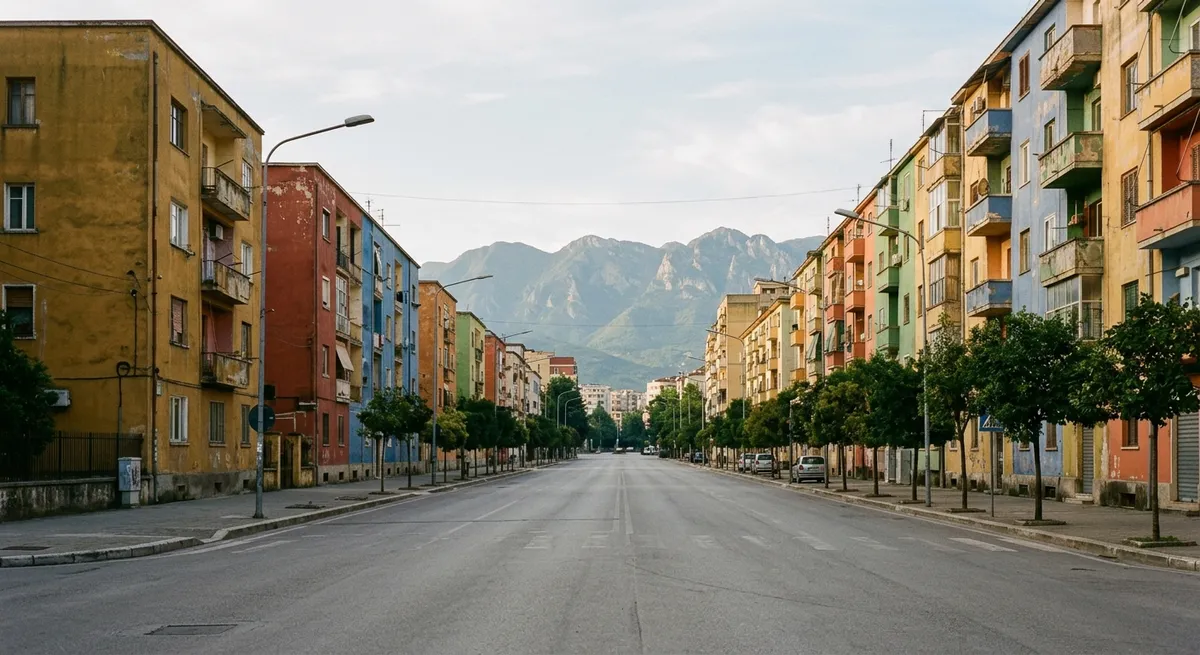 Vue urbaine de Tirana avec ses immeubles colorés