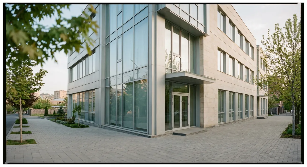 Façade moderne d'une clinique privée à Erevan, Arménie