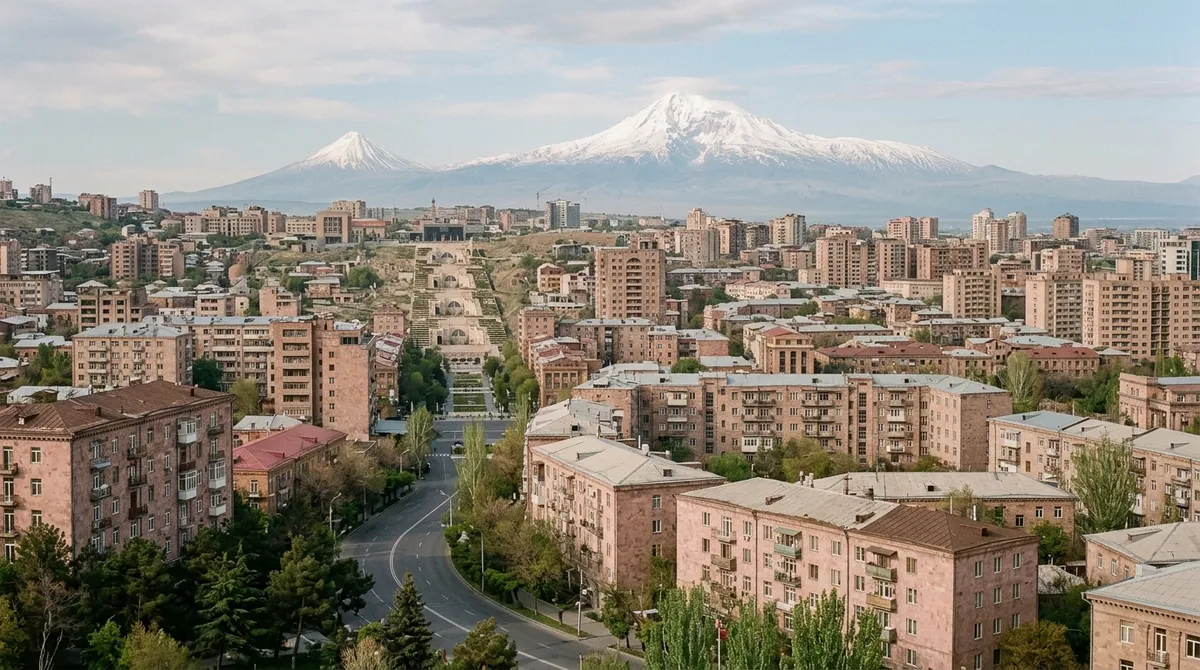 Vue d'Erevan avec le mont Ararat en arrière-plan, Arménie