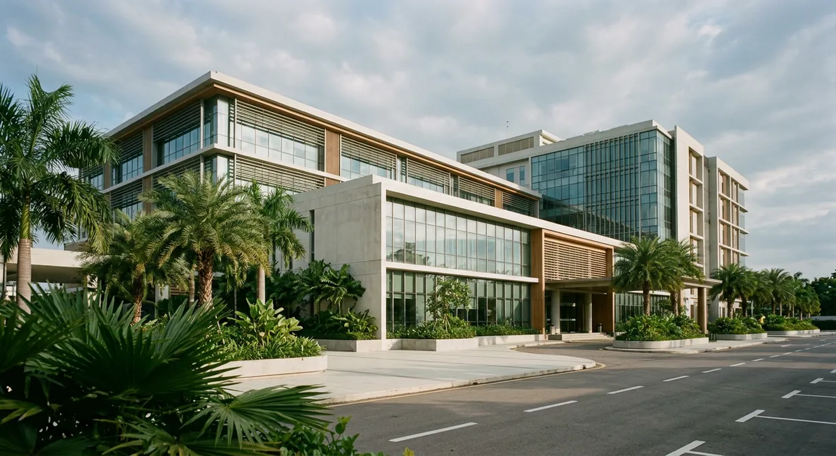 Façade d'un hôpital privé moderne à Yangon, Birmanie