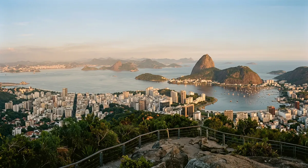 Vue panoramique d'une métropole brésilienne au crépuscule, sans personne