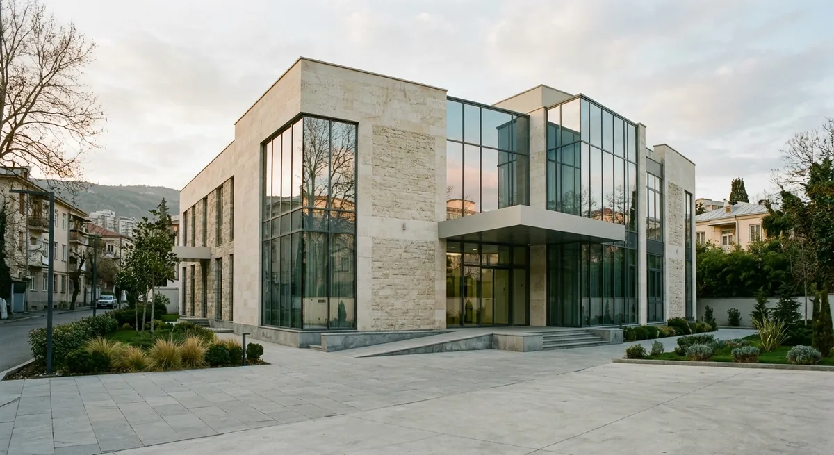 Façade d'une clinique privée moderne à Tbilissi