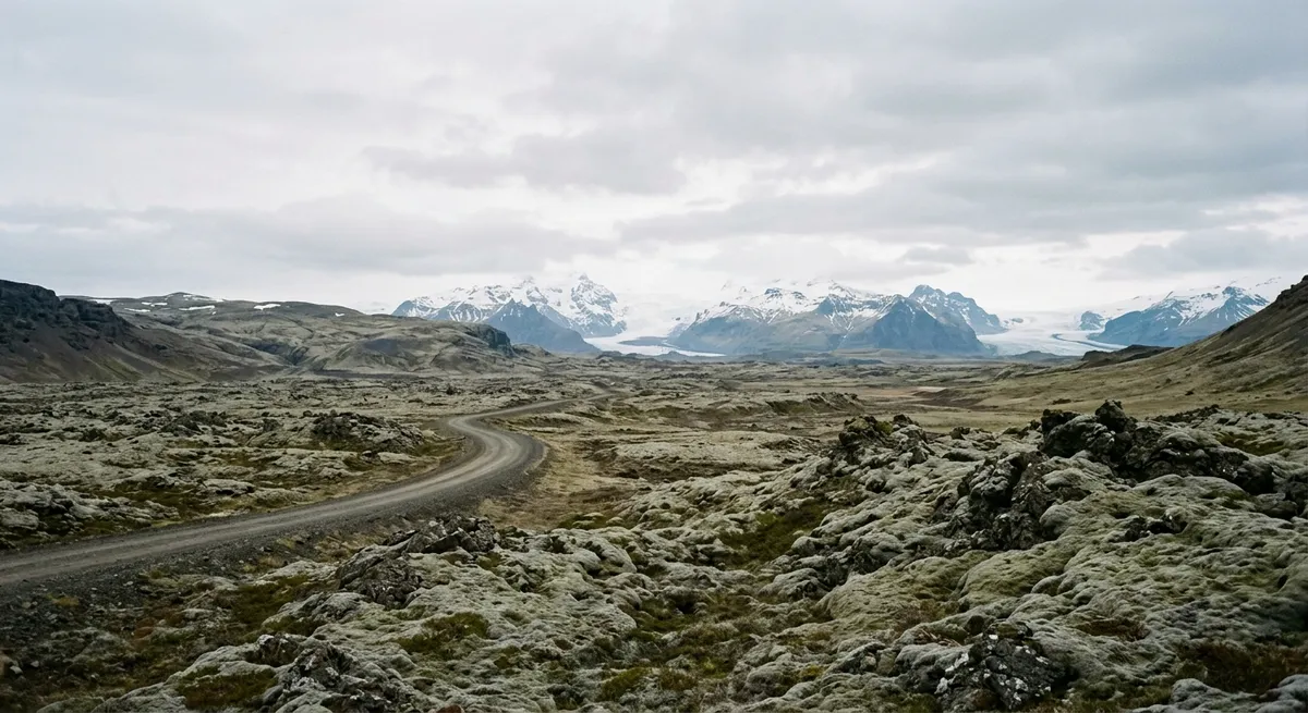 Paysage volcanique islandais désert sous une lumière froide