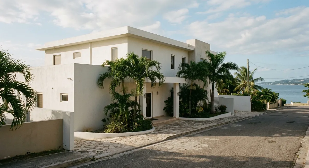Façade moderne d'une clinique privée dans une ville côtière de Jamaïque