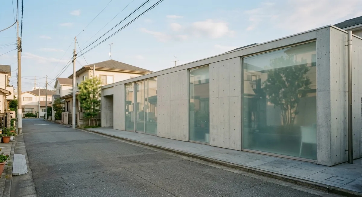 Façade épurée d'une clinique japonaise moderne dans un quartier calme de Tokyo