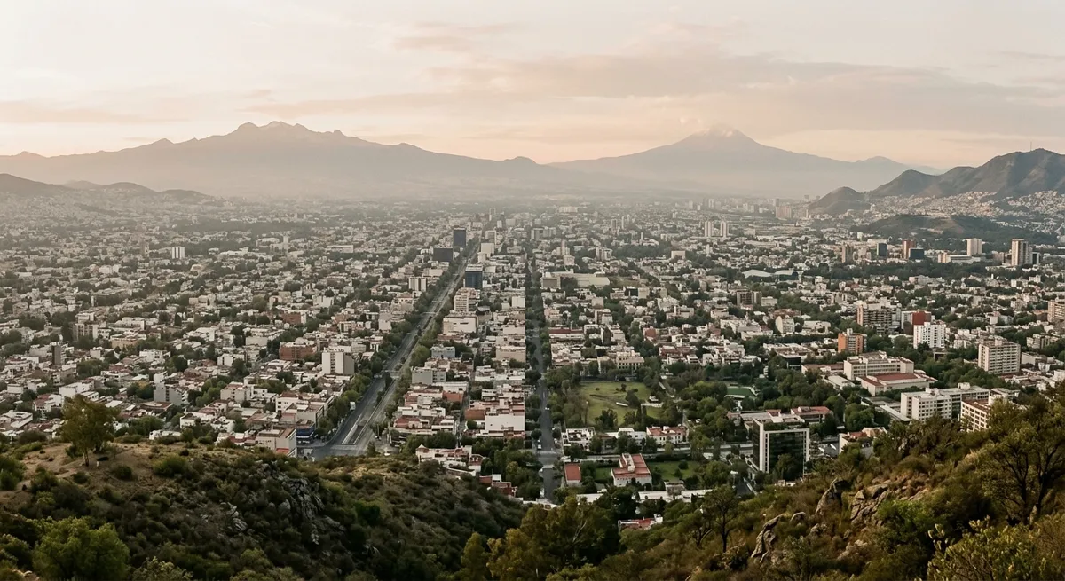 Vue urbaine de Mexico avec ses avenues au petit matin