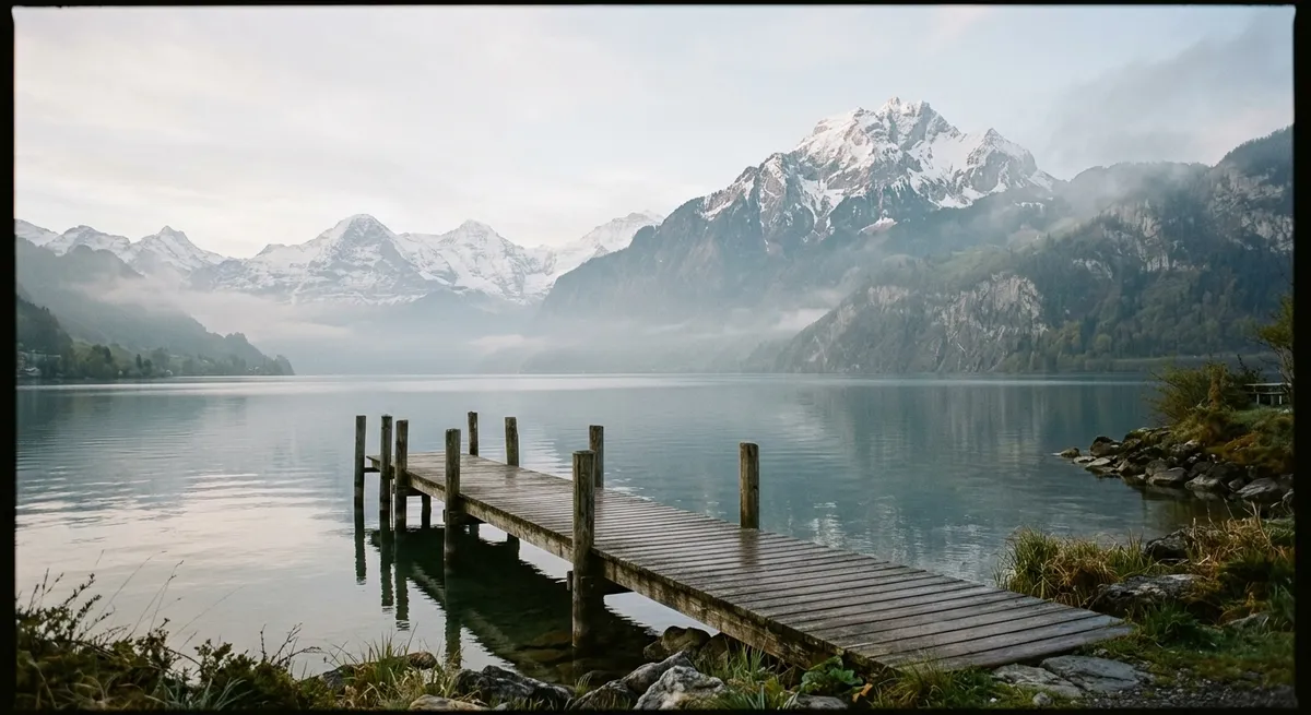 Vue d’un lac suisse au pied des Alpes